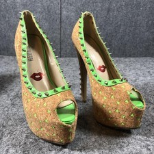 Zapatos Red Kiss para mujer talla 6,5 marrón corcho punta abierta plataforma tacones de aguja
