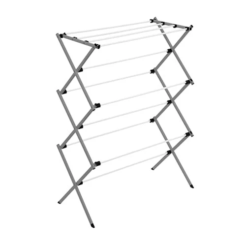 HONEY-CAN-DO COLLAPSIBLE LAUNDRY & TOWEL RACK, STURDY, STEEL - WHITE/ SILVER - Image 2 of 4