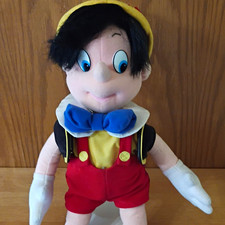 Disney Pinocchio Plush Stuffed Doll Medium 14-24in Vintage 1990 Blue Bow