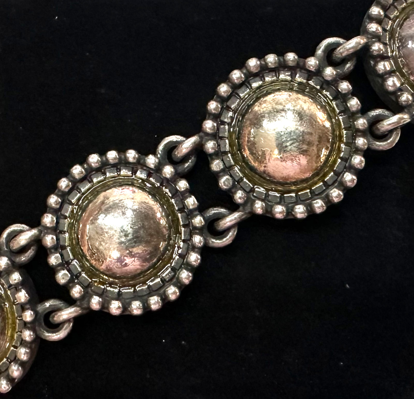 Vtg Costume Silver Tone Thick Heavy Coin Bracelet Jewelry Lot M