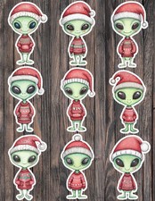 Christmas Alien Die Cut Vinyl Stickers Scrapbooking Laptop Waterbottle