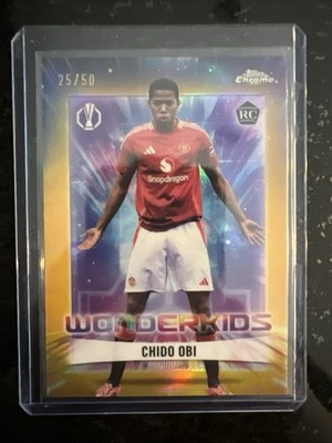 2025 Topps Chrome Chido Obi Wonderkids Gold 25/50 Manchester United RC