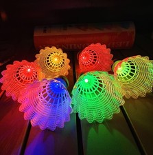 6 Pcs LED Badminton Birdies Dark Night Goose Feather Shuttlecock for Sports