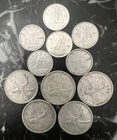 Lot of 80% Silver Canadian Coins. 5 Quarters and 6 Dimes Mixed Dates See Photos