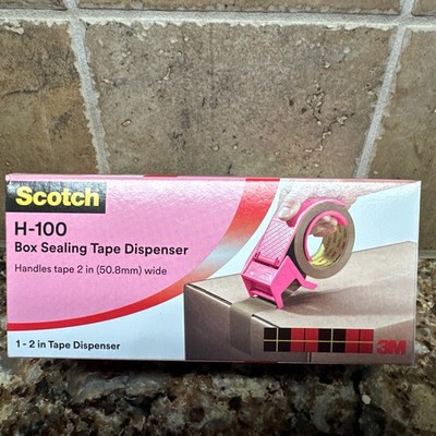New Lightweight Genuine 3M Scotch H-100 Box Sealing Tape Dispenser 2'' Wide PINK