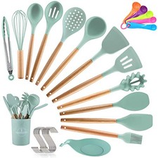 Ustensiles de Cuisine,Silicone Ustensiles de Cuisine en Bois Ustensiles Cuisi...