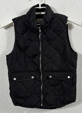 Woolrich Vest Womens Medium Black Quilted Duck Down Puffer Zip Pockets Outdoor