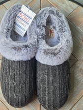 Bob's From Skecher's Women's Slippers US 9.5 Charcoal w/Light Gray Faux Fur NEW