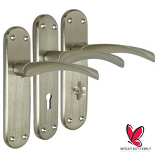 London Astrid Twist Door Handle Satin Lever on Backplate Latch Lock Bath Handle