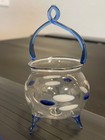 Vintage 1930s Bimini vase dish mini Vessel Blown Glass blue swirl handle antique — photo 9