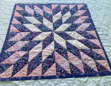 Handmade Baby Quilt Patchwork Blanket Pink Purple Double Bear Hugs cotton 39x39