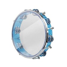 ENNBOM Tambourine Adjustable Tone Hand Drum Double Row Metal Jingles Hand Blue