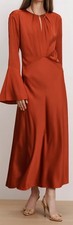 Veronica Beard Ezri Midi Dress Red Silk  A-Li...