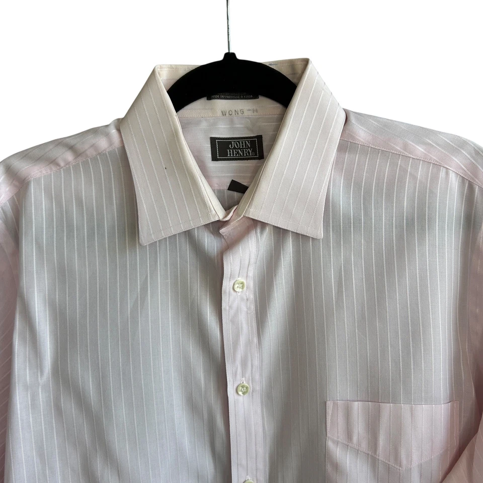 Camisa de Vestir John Henry Vintage Ajustada Rosa Cuello Extendido Talla 16.5 32/33 Foto 3 de 4
