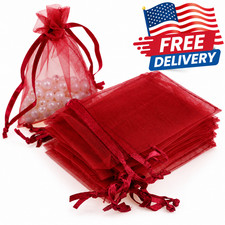 New 50PCS 9x12cm Drawstring Organza Bags Jewelry Wedding Party Favor Gift Bags
