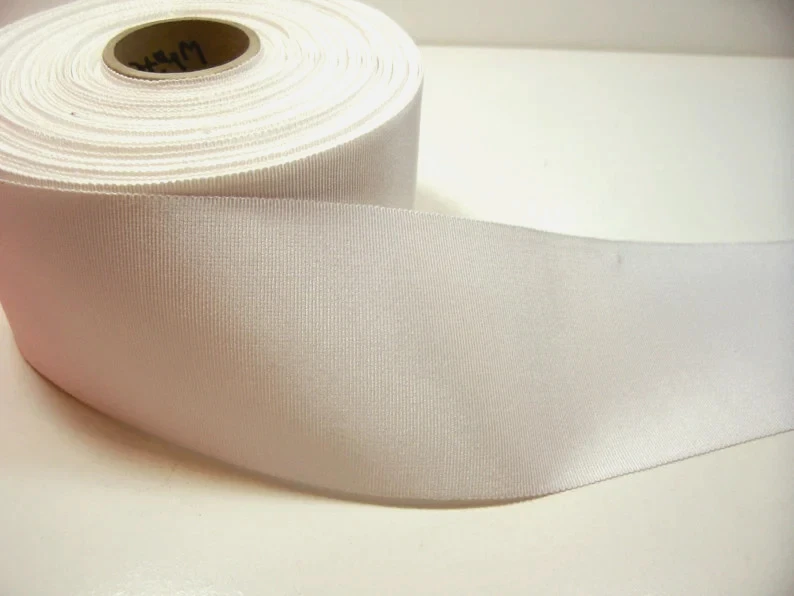 White Petersham Grosgrain Ribbon 3 inches wide x 8 yards Rayon Cotton B58 - Image 3 of 4