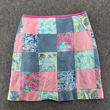 Vintage Lilly Pulitzer Womens Size 6 Patchwork Print Floral Aline Pencil Skirt