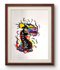 Aleph Original Art Dragon 1 14x11 Neo Expressionism Artwork on Gallery Paper