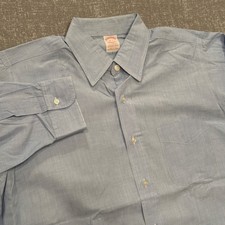 Brooks Brothers Makers Dress Shirt Mens 16-3 Blue Cotton Made in USA Vintage