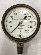 Vintage Brass US Gauge Co. No. 69 Grinnell Providence R.I Water Gauge