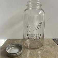 BALL 64oz 1/2 Gal Perfect Mason Canning Jar Ribbed Zinc Lid 1933-62 Vintage