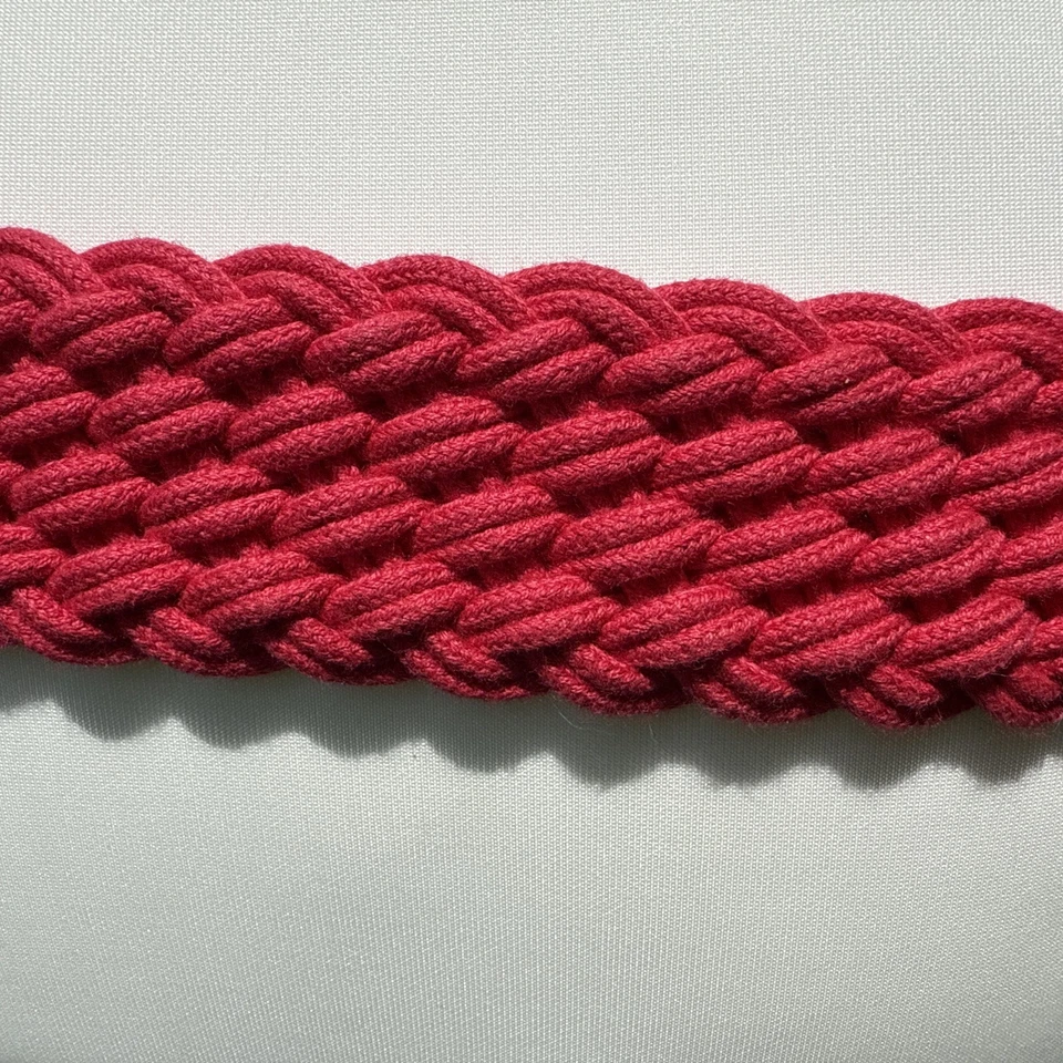 Cinturón Vintage Años 80 Rosa Trenzado Marrón Cuero Hebilla Lands End Misses Talla XL Foto 4 de 4