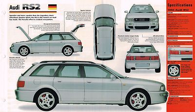 Audi RS2/R.S. 2 Spec Sheet/Brochure/Prospekt:1994,1995, | eBay