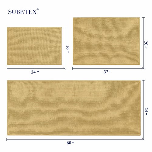 Subrtex Soft Microfiber Shaggy Non Slip Absorbent Bath Mat Bathroom Shower Rugs - Picture 31 of 89