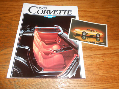 1980 CORVETTE ORIGINAL 22x25 POSTER BROCHURE / CATALOG  + '80 CORVETTE POSTCARD