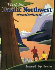 VISIT PACIFIC NORTHWEST WONDERLAND TRAIN TRAVEL USA POSTER REPO FREE SHIPPING