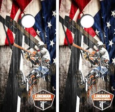 Lineman Cornhole Wrap Decal with Free Laminate Included