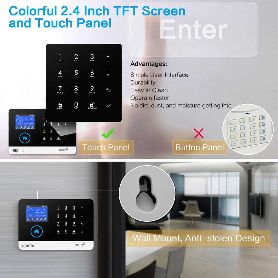 T60 Tuya APP WiFi GSM Wireless Home Burglar Security Alarm System+4 IP HD Camera - Image 3 of 4