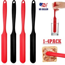 4  Silicone Jar Spatula Heat Resistant Kitchen Spatulas Long Handle Jam Spreader