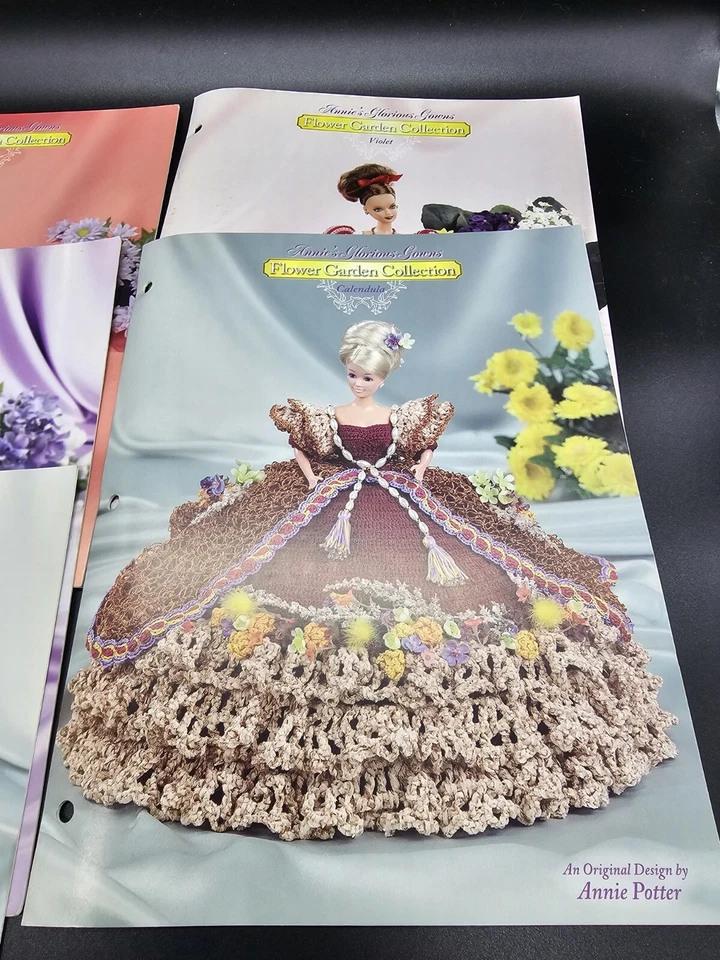 Annie's Glorious Gowns Gown Crochet Pattern Lot Of 7 Flower Garden Collection - Image 3 of 4