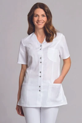 Leiber Damen Hosenkasack 1/2 Arm weiss Kasack Damenkasack Arztkleidung Kittel