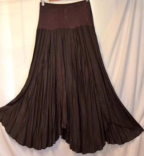 NWT Apu A People United Long Gored Yoked Pull On Skirt-Hi Lo Hem Full Sweep-S/M - Picture 5 of 14