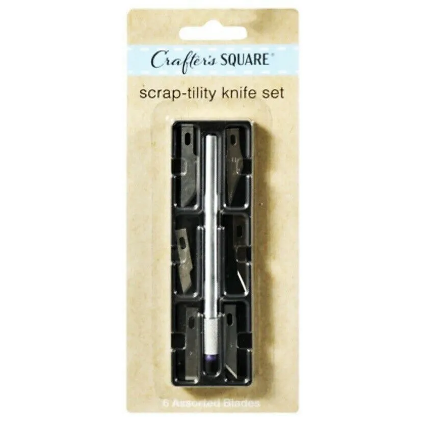 CRAFT KNIFE 7pc SET with 6 BLADES TOOL SCRAP-TILITY