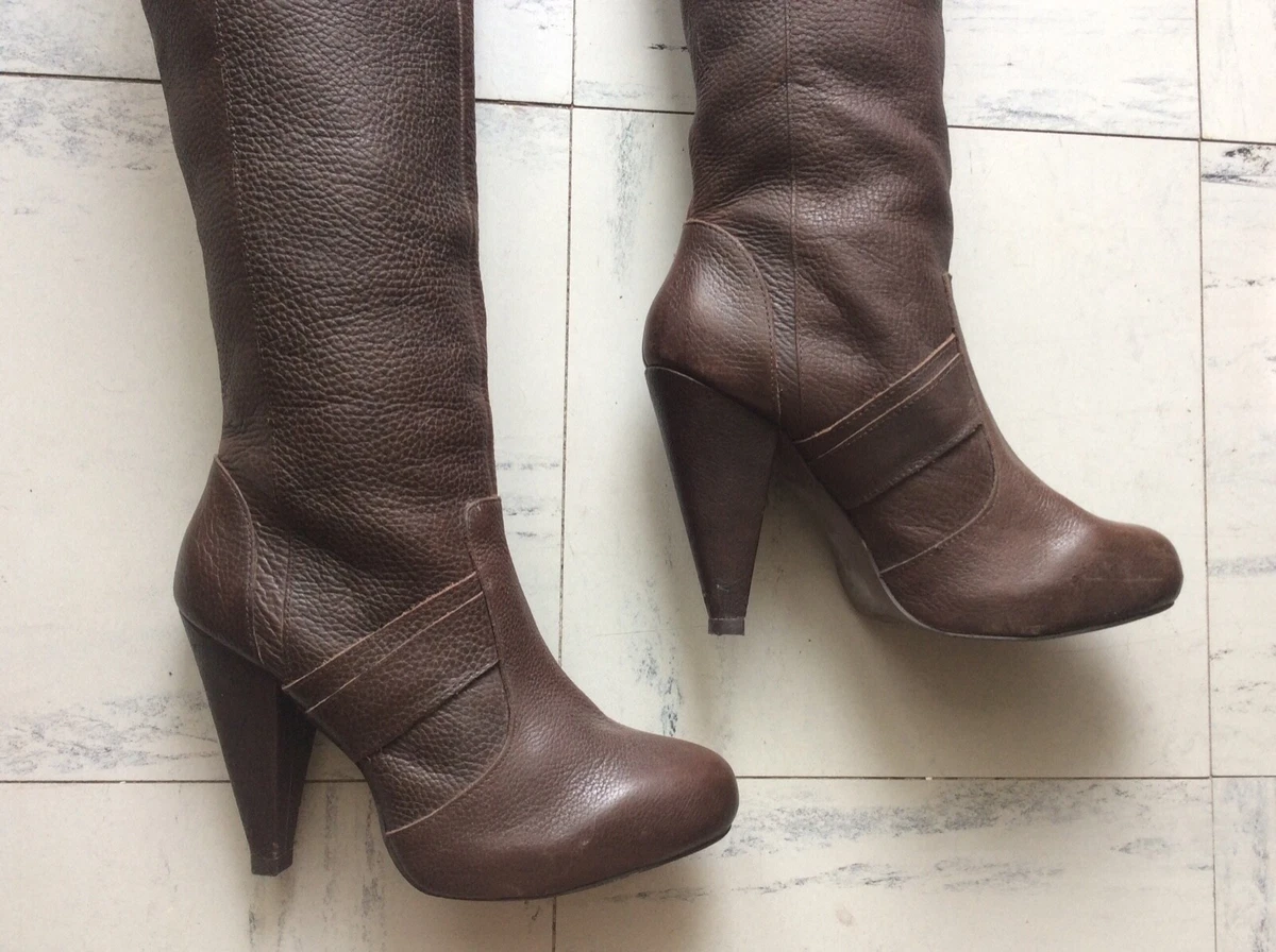 Cuissardes ZARA en cuir marron fonc pointure 38 tr s bon tat