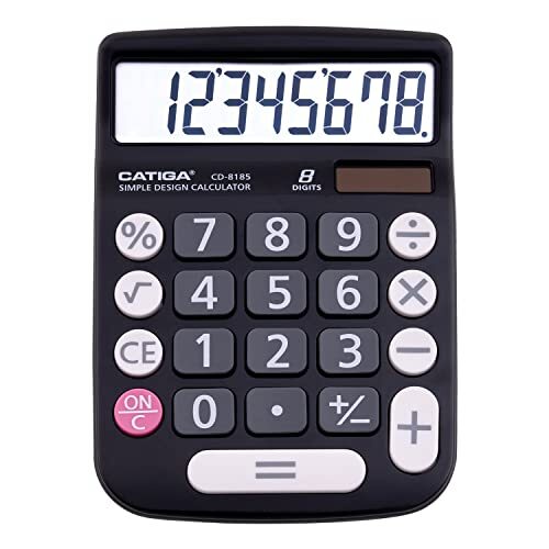 Desktop Calculator 8 Digit with Solar Power and Easy to Read LCD Display Big ...-image