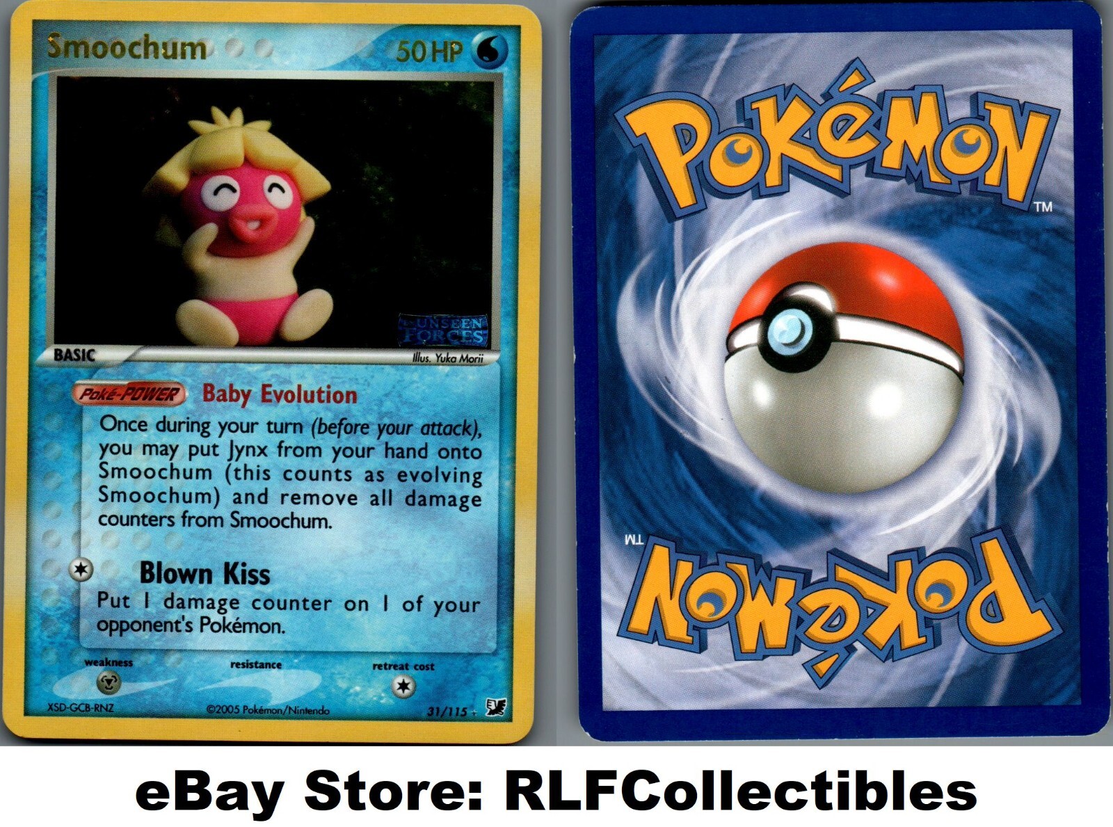 2005 Pokemon, EX Unseen Forces, #31/115 Smoochum, Reverse Holo Rare