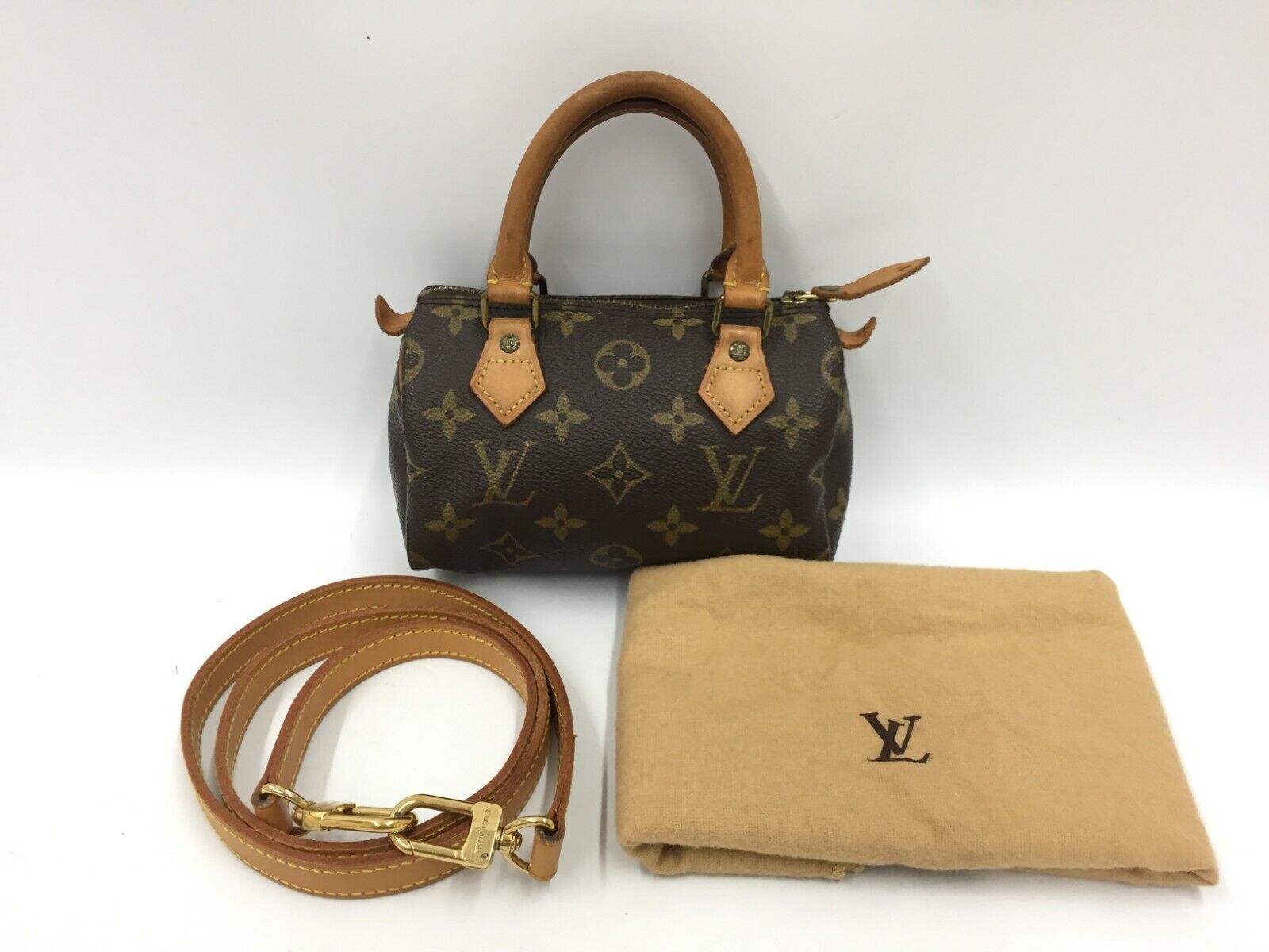 Auth Louis Vuitton Vintage Monogram Mini Speedy hand bag with Strap  1C310080n"