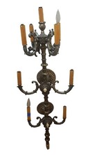Vintage Brass Wall Sconce Candelabra 8 Arm Electric Light Fixture
