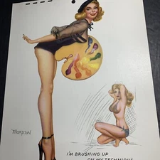 1956 Calendar Sign Thompson Pin Up Artist Girl One Month