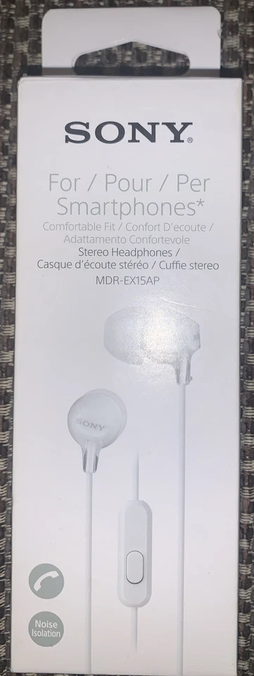 Sony MDR-EX15AP In-Ear Wired Headphones - White - Image 2 of 2