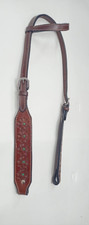 Hand Tooled Western Leather Single Ear Headstall Horse Tack Bridle Flora Carving