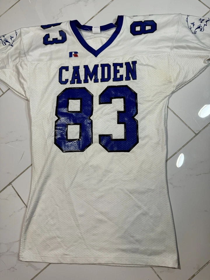 Camiseta de fútbol blanca XL Russell Athletic Camden County High School años 90 vintage Foto 2 de 4
