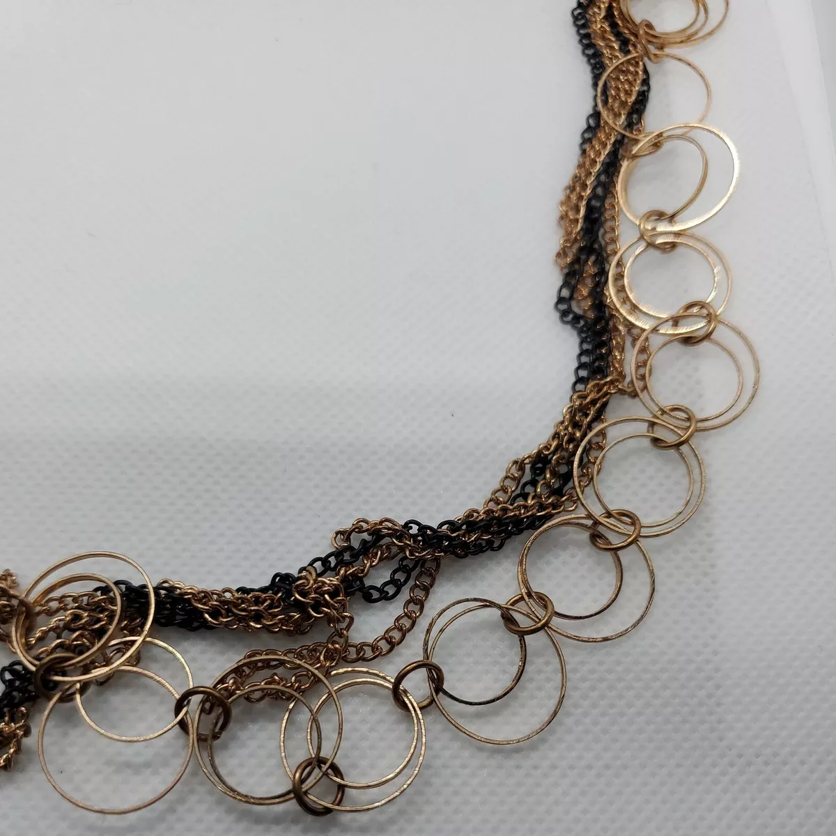 Fashion Jewelry Statement Necklace Multiple Gold Colored Chains 35 In