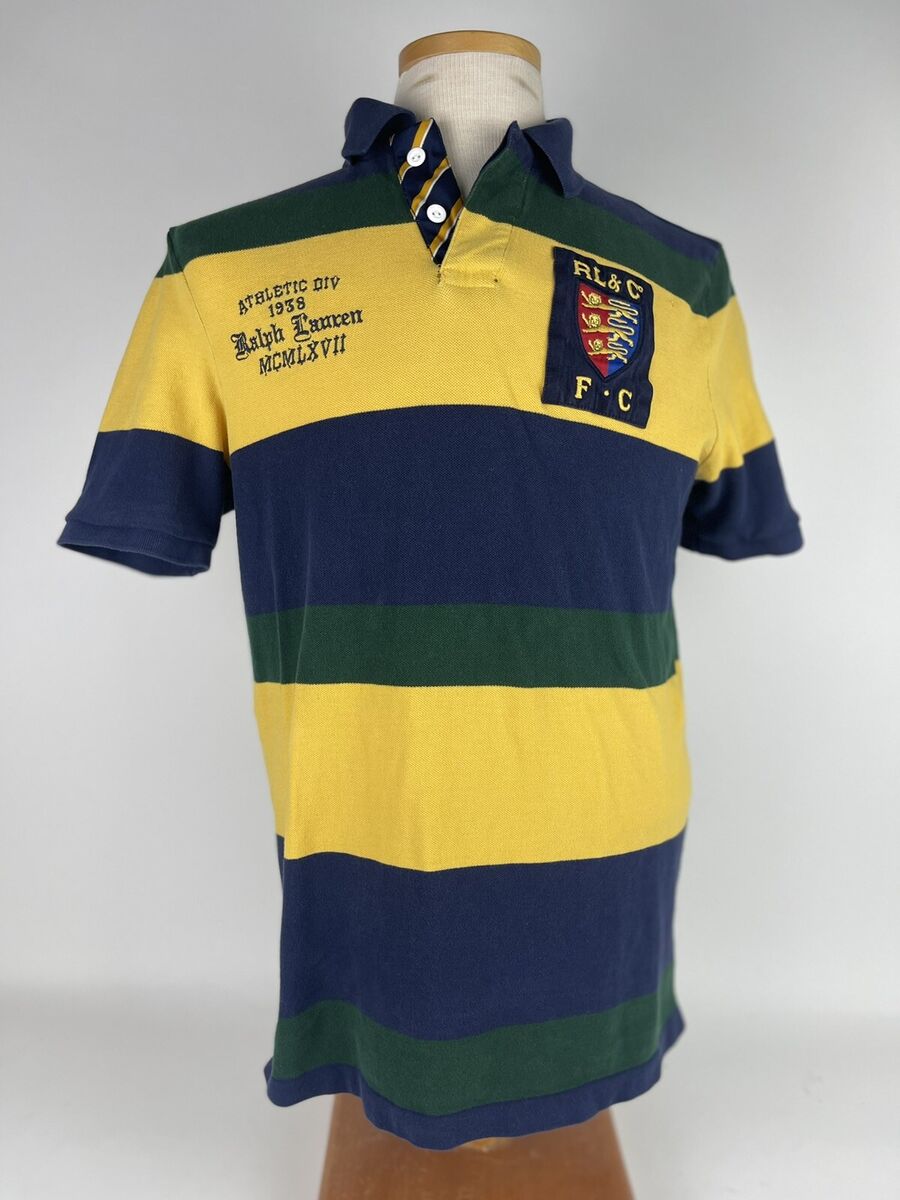 POLO RALPH LAUREN Shirt Mens M Rugby Polo FC Stripe Cotton POLO RALPH LAUREN Shirt Mens M Rugby Polo FC Stripe Cotton