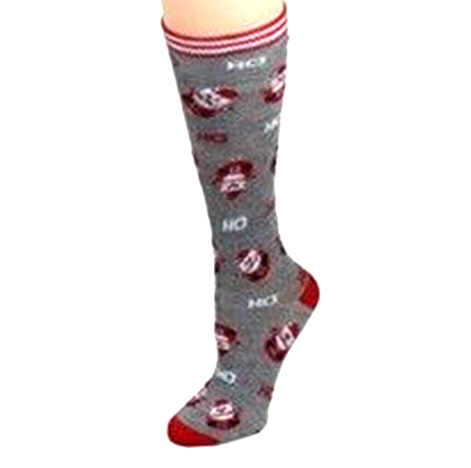 Divertidos Gris Rojo SANTA CLAUS HO-HO-HO CALCETINES DE RODILLA Novedad Fiestas Medias de Navidad