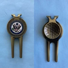 U.S. Golf Association 1894 Divot Tool and Ball Marker Brass Plus 18 Golf Tees